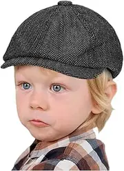 [CaySep] Kids Vintage Newsboy Cap - Winter Boys Girls Wool Tweed Flat Hat Peaked Beret Hat for 4-9 Years