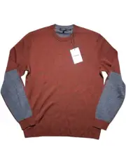 Theory Arnaud Crewneck Pullover Sweater Men Size S Merino Wool Burgundy Gray