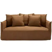 [James Lane] Como Linen Sofa Cocoa - 2.5 Seater