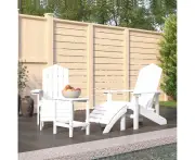 Garden Adirondack Chairs with Footstool Table HDPE White Outdoor Patio Furniture Set