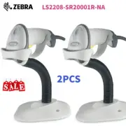 2PCS Zebra Symbol LS2208-SR20001R-NA 1D Handheld Barcode Scanner Stand USB Cable