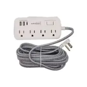 Waksmart Powerstrip Surge Protector With 4 Outlets & USB/USB-C 15ft Braided Cord