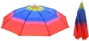 uxcell Umbrella Hat, 2 Pack 20 Inch Folding Sun Rain Cap Hands Free Fishing Umbrella Hat for Golf Fishing Camping Outdoor, Rainbow Color
