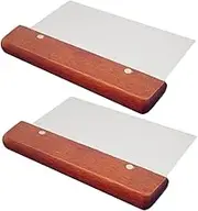 HAKIDZEL 2Pcs Stainless Steel Dough Scraper Ergonomic Food Scraper with Handle Multipurpose Kitchen Tool for Baking Dough Pastry Pizza and More