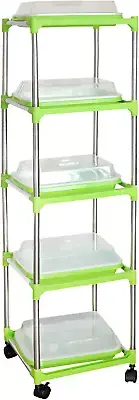 5 Layers Seed Sprouter Tray with Stainless Steel Shelf, Green, Indoor/Outdoor, 5
