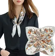[EXTREE] Silk Feeling Scarf Medium Square Satin Head Scarf Sleeping Hair Wrapping for Women 27.5 × 27.5 inches