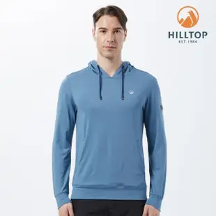 【Hilltop 山頂鳥】Hiking Hoody Polygiene 男款抗菌吸濕快乾保暖連帽刷毛衣 PH51XMK3 藍