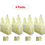 Lemon Reusable Foldable Bags Beach Bags Grocery Shopping Totes (Pack of 4)