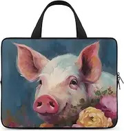 Laptop Case Sleeve Shockproof Computer Carrying Bag Painting Flower Pigs Notebook Case Cover Laptop Bag Water Resistant Computer Cases Tablet Briefcase for Travel Business 10 Inch