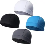 [Minkissy] 4 Pcs Quick Dry Sweatproof Cycling Caps for Outdoor Sports High Elasticity Lining for Men and Women for Helmet Wearers Moisture Wicking and Versatile for