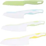 LIFKOME Kawaii Knife Set 4pcs Kids Safety Cutter Handheld Small Fruit Cutter Plastic Vegetable Cutting Knife for Kids