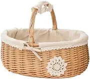 Wicker Picnic Basket,Small Picnic Basket with Handles for Vegetables, Fruit,Bread,Perfect for Picnics and Home