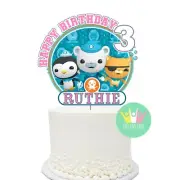Octonauts Pink Cake Topper Personalised. Lolly Bag Loot Party Cupcake Bunting