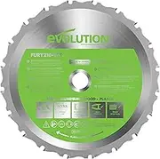 Evolution Power Tools FURY210-TCT Multi-Material Blade For Mitre Saws, Cuts Metal, Plastics, Laminates, Wood (Even with Embedded Nails), Carbide Tipped, 210 mm