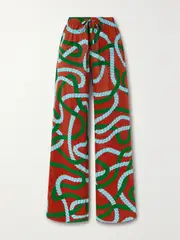 [AZ FACTORY] AZ FACTORY - Printed Georgette Wide-leg Pants - Red - FR 36 FR 36 Red