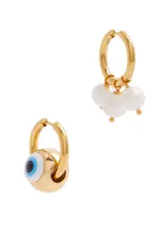 Timeless Pearly Evil Eye 24kt Gold-plated Hoop Earrings ONE SIZE