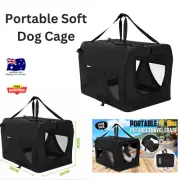 Portable Soft Dog Cage Crate Carrier Polyester Foldable Washable Pets XL BLACK