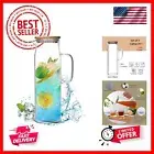 50oz Glass Pitcher with Lid, Glass Water Carafe with Handle, Fridge Water Jug...