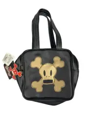 Paul Frank Y2K Skurvy Skull & Bones Bag 2003 Leather Black & Gold - NWT - RARE !