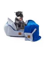 [Charlies] Hampton Herringbone 3 Piece Dog Bed in Blue