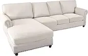 [H.VERSAILTEX] Sectional Couch Covers 4 Pieces Sofa Seat Cushion Covers L Shape Separate Cushion Couch Chaise Cover for Both Left/Right Sectional Couch (3 Seater + 1 Chaise, Ivory)
