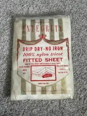 Vtg 1960s Bed Sheet Double/full New Old Stock Perfit Integrity Fitted No Iron
