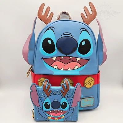 Loungefly Disney Lilo & Stitch Reindeer Stitch Mini Backpack Set