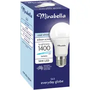 Mirabella 14w 1400lm Led Gls Everyday Globe Edison Screw Cool White Each