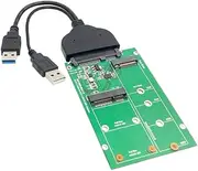 CY USB 3.0 to SATA 22pin 2.5 Hard Disk to 2 in 1 Combo Mini PCI- E 2 Lane M.2 NGFF & mSATA SSD Adapter Converter