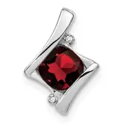 Solid 14k White Gold Simulated Garnet and CZ Pendant