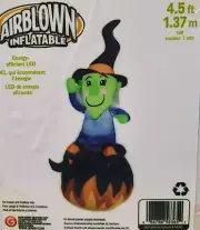 4.5' LED Whimsy Witch on a Cauldron Airblown Inflatable by Gemmy - NIB