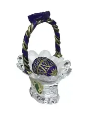 Waterford Crystal Miniatures Mini Easter Basket Twisted Handle Bow With Egg