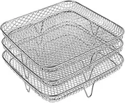 Fenteer Stainless Steel 3 Tier Air Fryer Rack, Meats Toast Fryer Rack, Steam Rack for Baking Cooking Oven