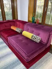 French tufted Daybed Mah Jong Sofa Modular Sofa Couch Pink Red Whole Full Set