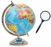 World Globe 8 inch for Kids for School, Study Room with Magnifying Glass US