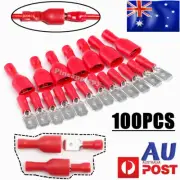 100PCS Red Insulated Spade Crimp Terminals Set Splice Electrical Wire Connectors