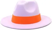 [Hcclijo] Formal Wide Brim Felt Fedora Hat Wool Ladies Party Wedding Hat Ribbon Panama Sombrero Jazz Cap