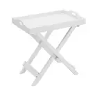 Folding End Table White Wooden Removable Top Tray Multipurpose X-Shaped Legs