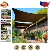 Customizable Brown Rectangle Shade Sail 14' x 16' - Heavy Duty Outdoor Canopy