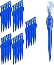 ALAZCO 30 pc Eyebrow Razor Precision Shaver Facial Exfoliating Dermaplaning Tool Peach Fuzz Face Brow Touch-Up Shaper Lip Bikini Area Razor Trimmer Washable Reusable Women Men - Blue