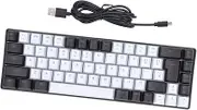 68 Keys Compact Layout Keyboard, USB Mechanical Computer Keyboard, RGB Backlit Ergonomic Gaming Keyboard for Windows, Compatible with Desktop, PC, Laptops (Black and White)
