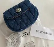 NWT Coach Turnlock Card Case Quilting CAL34 Denim mini Bag Purse wallet