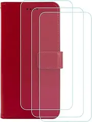 LCEHTOGYE Cover for Sharp Aquos R8 + 3 Slice HD Tempered Glass,Shell PU BracketBumper Protective Back Case - Anti-Scratch Screen Protector for Sharp Aquos R8-YSFXK - Red