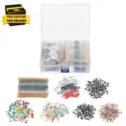 Electronics Component Assortment Kit, 1490Pcs Metal Film Resistors, LED Diodes,