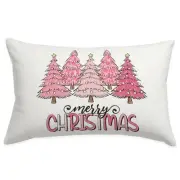 Pink Christmas Pillow Cover 12x20, Pink Christmas Tree for Christmas