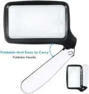 Hand-held Foldable Magnifying Glass w/ 5 LED Light for Reading Newspaper