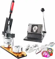 Button Maker Machine，DIY Diamond Shaped Button Press Machine， with 100 Sets of Material Packages and Paper Cutter，Heavy Duty Metal Photo Pin Machine，for Picture Badge Button（50 * 40mm）