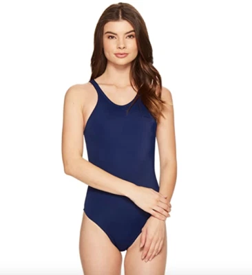 Norma Kamali Women's Racer Mio One Piece Swimsuit Navy Sz M