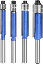 YUENTOEN 4 Pieces Flush Trim Router Bits Set, 1/4 Inch Shank Top Bearing Pattern Template Router Bits, 1/4" 5/16" 3/8" 1/2" Cutting Diameter