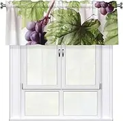 LHBWCVN Beautiful Grape Leaves Valances for Windows, Rod Pocket Window Treatment Drapes Farmhouse Kitchen Curtains Short Blackout Window Curtains for Living Room Bedroom Decor 54x18 Inch